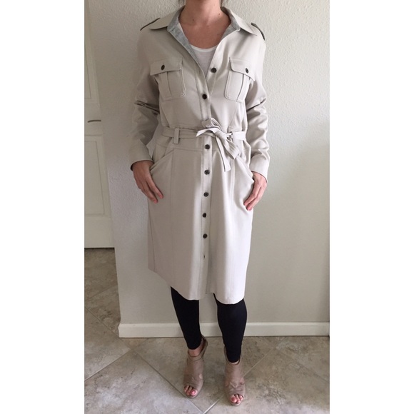 Light Khaki Beige Spring Classic Trench Coat Dress
