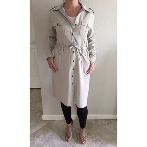 Light Khaki Beige Spring Classic Trench Coat Dress