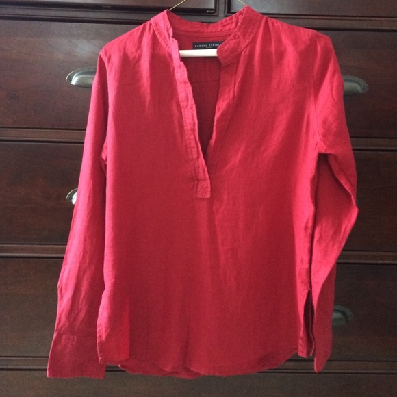 Banana Republic red long sleeve linen shirt