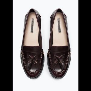 Zara TRF moccasin in burgundy