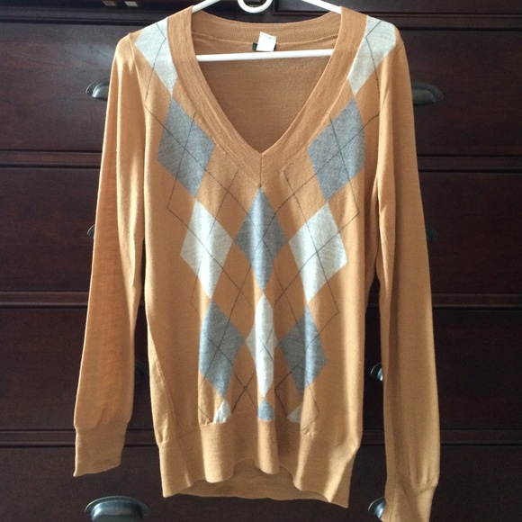 JCrew argyle v-neck sweater - Picture 1 of 2