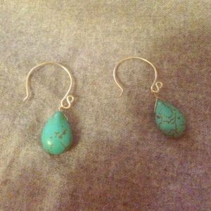 Handcrafted Turquoise Stone Dangle Earrings