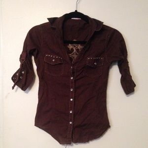 Brown button up