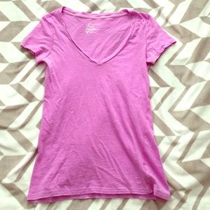 Purple V-neck Fitted Tee