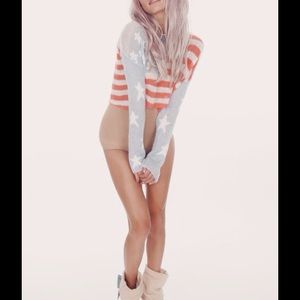 Wildfox American Flag sweater crop
