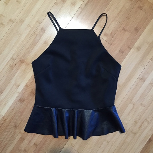 Topshop leather look peplum top