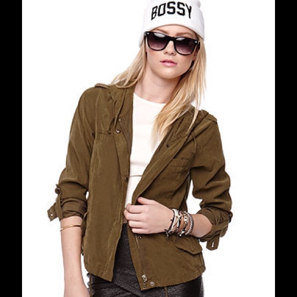 LA HEARTS PEACHED JACKET HOODIE SNAP ZIP FRONT