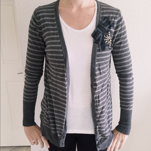 SALE LOFT Sequin Embellished Striped Long Cardigan