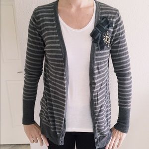 SALE LOFT Sequin Embellished Striped Long Cardigan