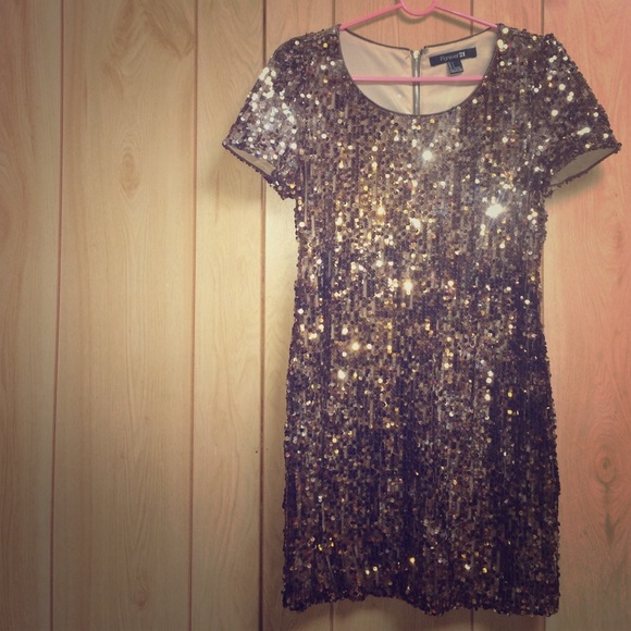 Gold Sequined Party Dress