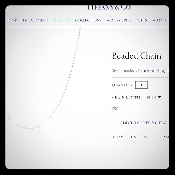 Brand new Tiffany beaded chain. 18" long!