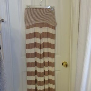 Beige and White Calvin Klein Maxi Skirt