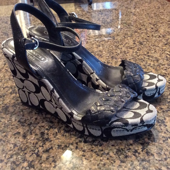 Coach Wedge Black Size 8 Sandals