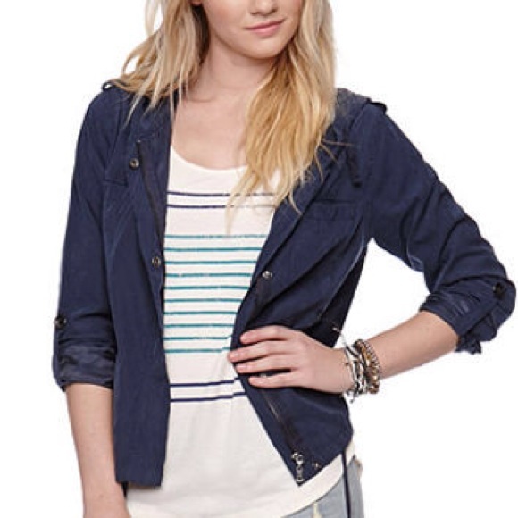 LA HEARTS PEACHED JACKET HOODIE SNAP ZIP FRONT