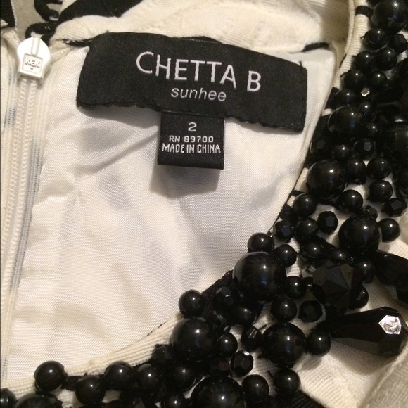 CHETTA B Black and Creme Halter Dress - Picture 2 of 4