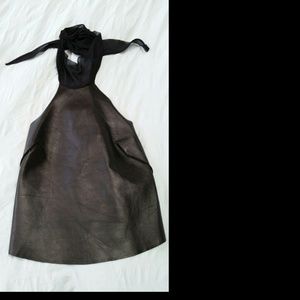 Illia black leather crop top