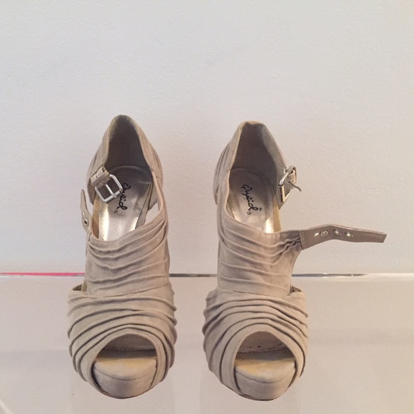 Faux Suade Peep Toe Platforms