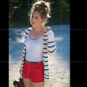 😻Redish/Coral Color Cuffed Short-For Spring Break