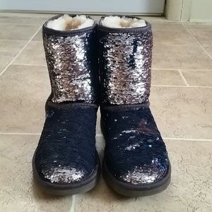 Blue and silver sparkly uggs