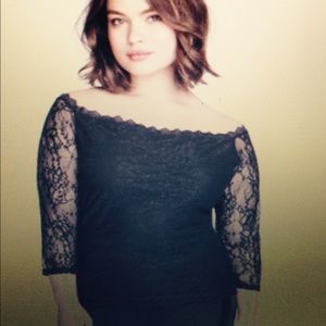 Black lace off the shoulder top