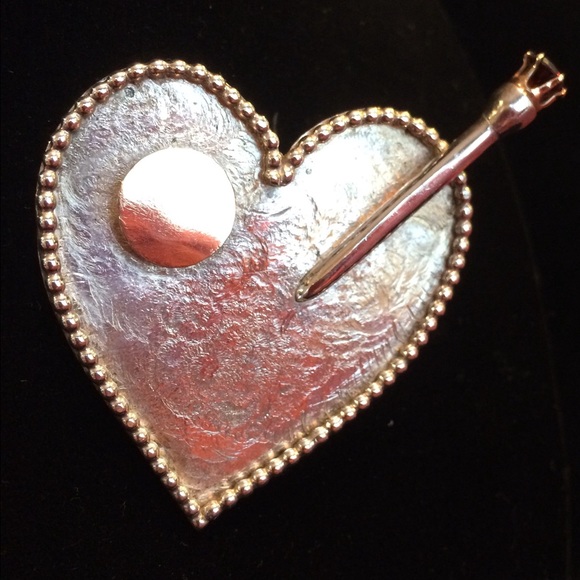 One of a Kind Sterling Heart Pin with Garnet!