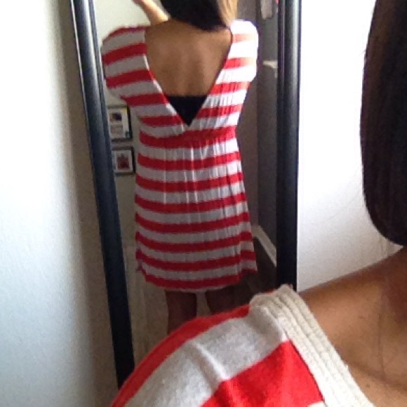 🚫SOLD🚫Red striped dress with macramé and open - Picture 2 of 2