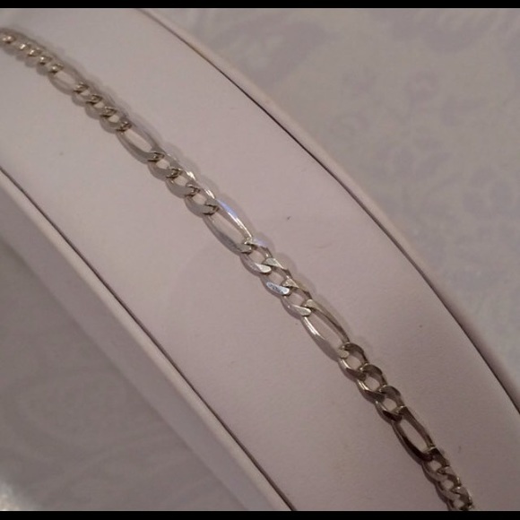 Sterling Silver 925 Figaro Chain Bracelet
