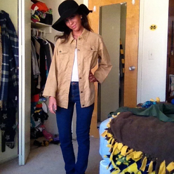 tan suede-like button up jacket