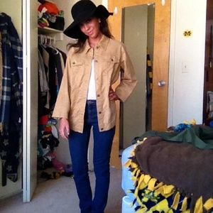 tan suede-like button up jacket