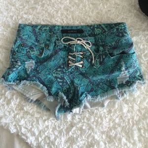 Blue/Green tribal pattern shorts