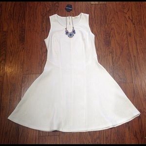 White fit flare dress