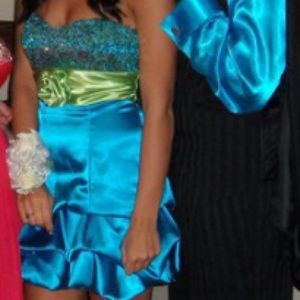 Blue/green Homecoming dress.