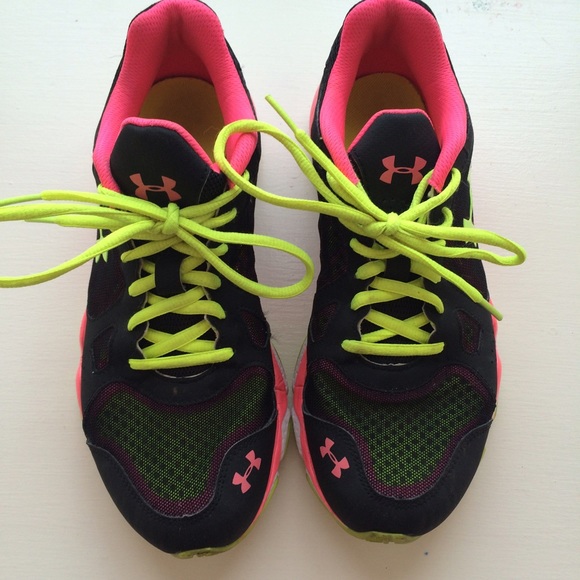 Under Armour Black & Neon pink/green trainers