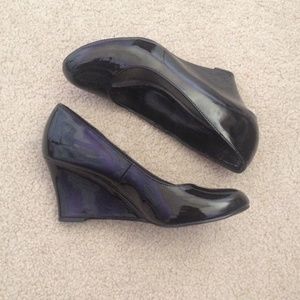 Patent Leather Black Wedges