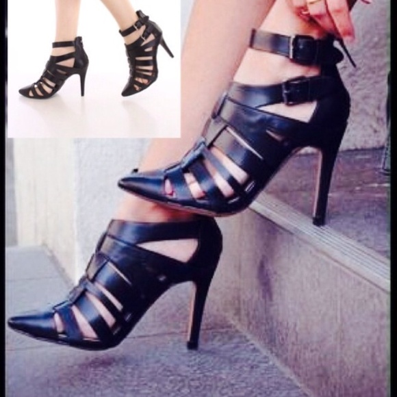 Black Leather Cut Out Boots