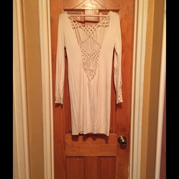 Indah white crochet back dress.