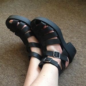 Strappy black sandals