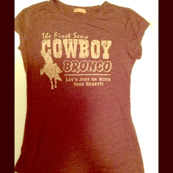 " the first sexy cowboy bronco" brown tee