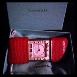 Tiffany & Co Red Leather Clock