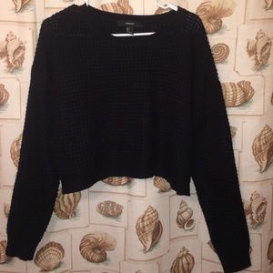 Black Knit Crop Top Sweater from Forever 21