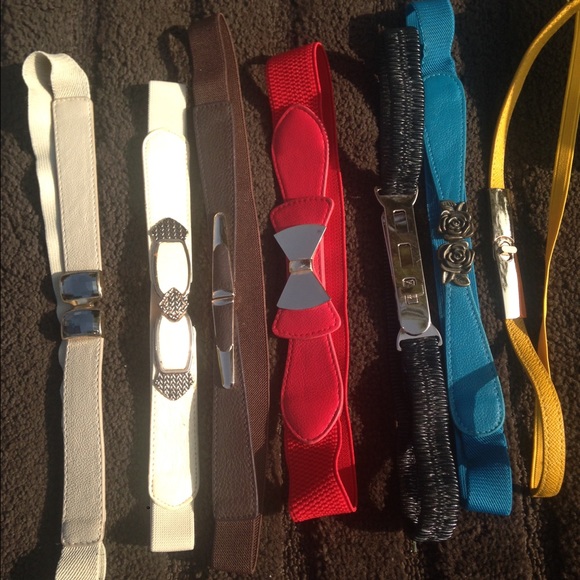 NEW Lot of 7 STRETCHY BELTS VARIETY OF COLORS