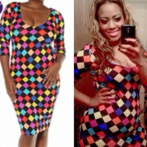 Clearance Colorful checkered dress