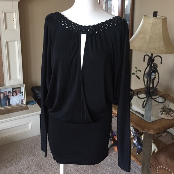 Long sleeve sexy black dress