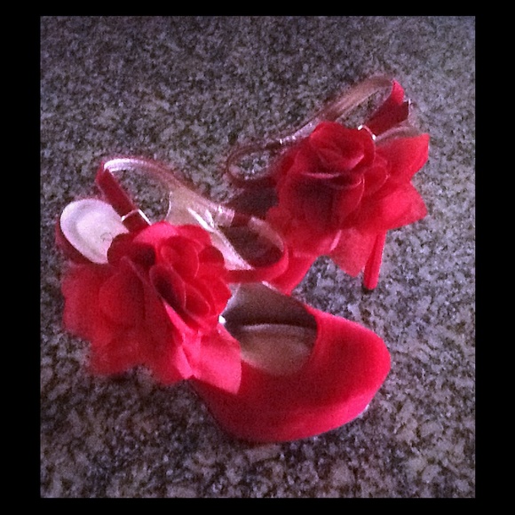 Red Suede/Rose High Heels
