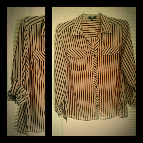 Beige and Black stripe top