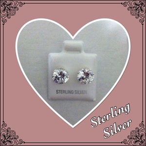925 sterling silver 2ct white cz earrings studs