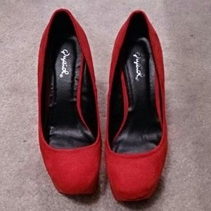 Red wedge shoes