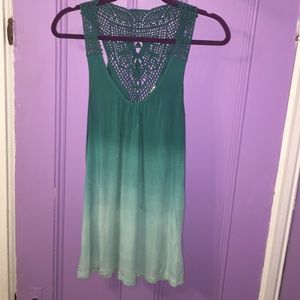 Green ombré/ dip dyed tank top