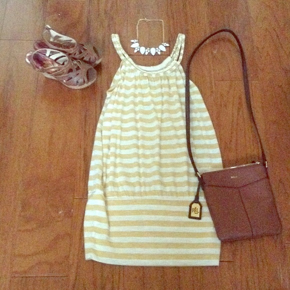 White and yellow striped sundress