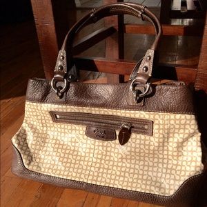 Coach Lacquer Leather Brown and Beige Purse/ Pink